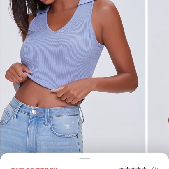 Collared Crop Top in Brown Size Medium - Picture 2 of 4